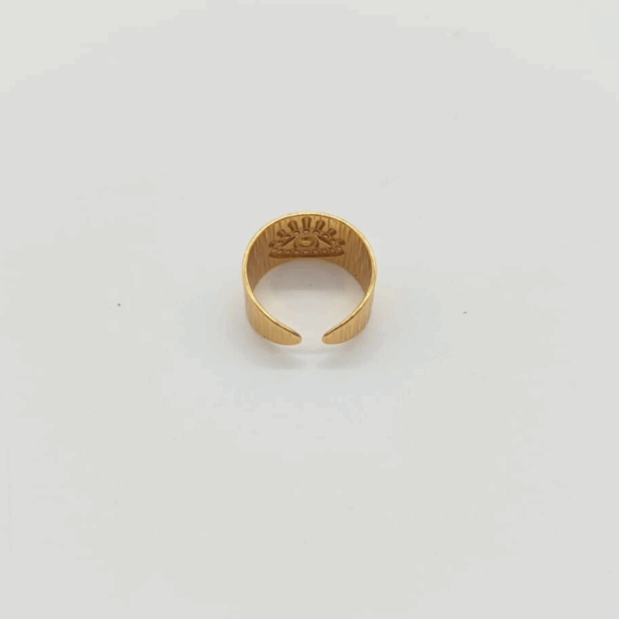 NEFERU Chunky Gold Evil Eye Ring - Image 3