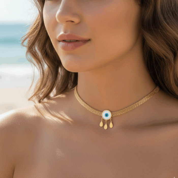 NEFERU Gold Evil Eye Choker - Image 1